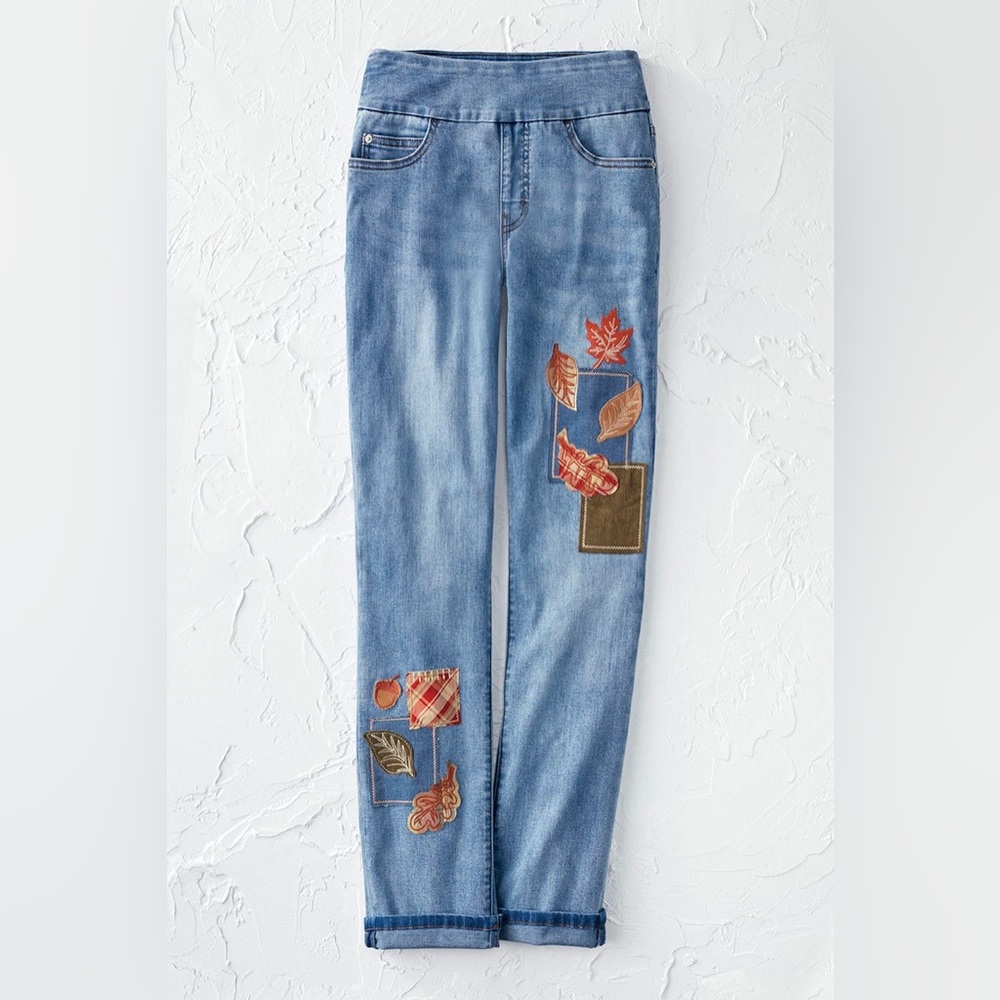 Coldwater Creek Autumn Patch Pull-On Jeans